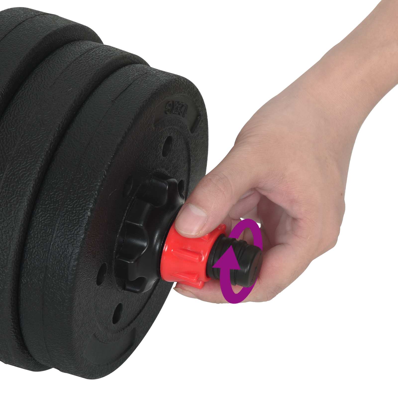 2-in-1 Hantelset 30kg Schwarz und Rot Zement und Eisensand