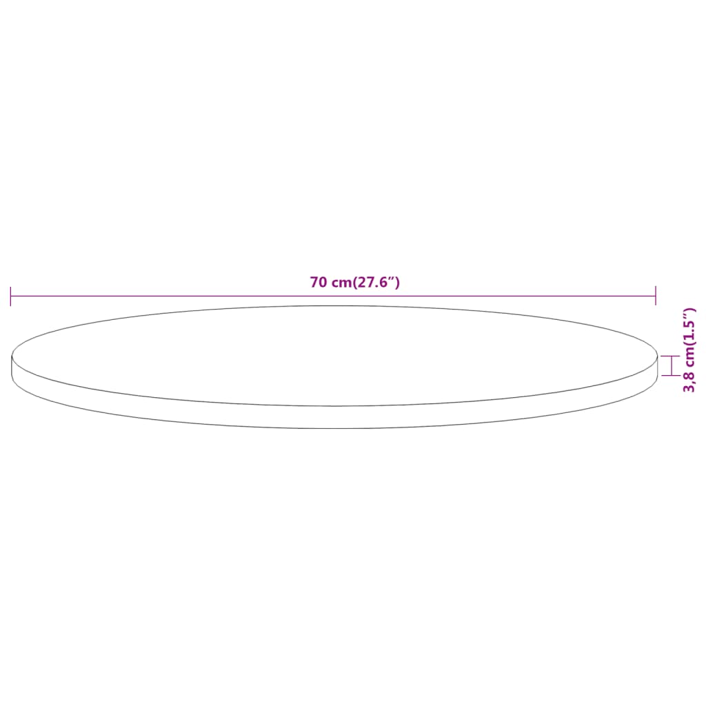 Tischplatte Ø 40x2,5 cm Rund Raues Massives Mangoholz
