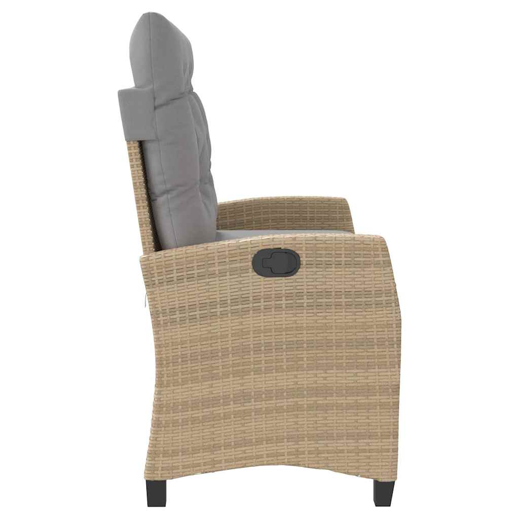 Gartenbank Verstellbar mit Kissen Schwarz Poly Rattan