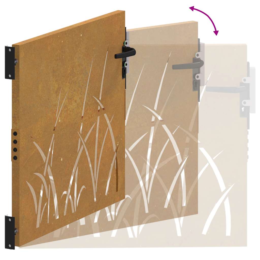 Gartentor 85x75 cm Cortenstahl Gras-Design