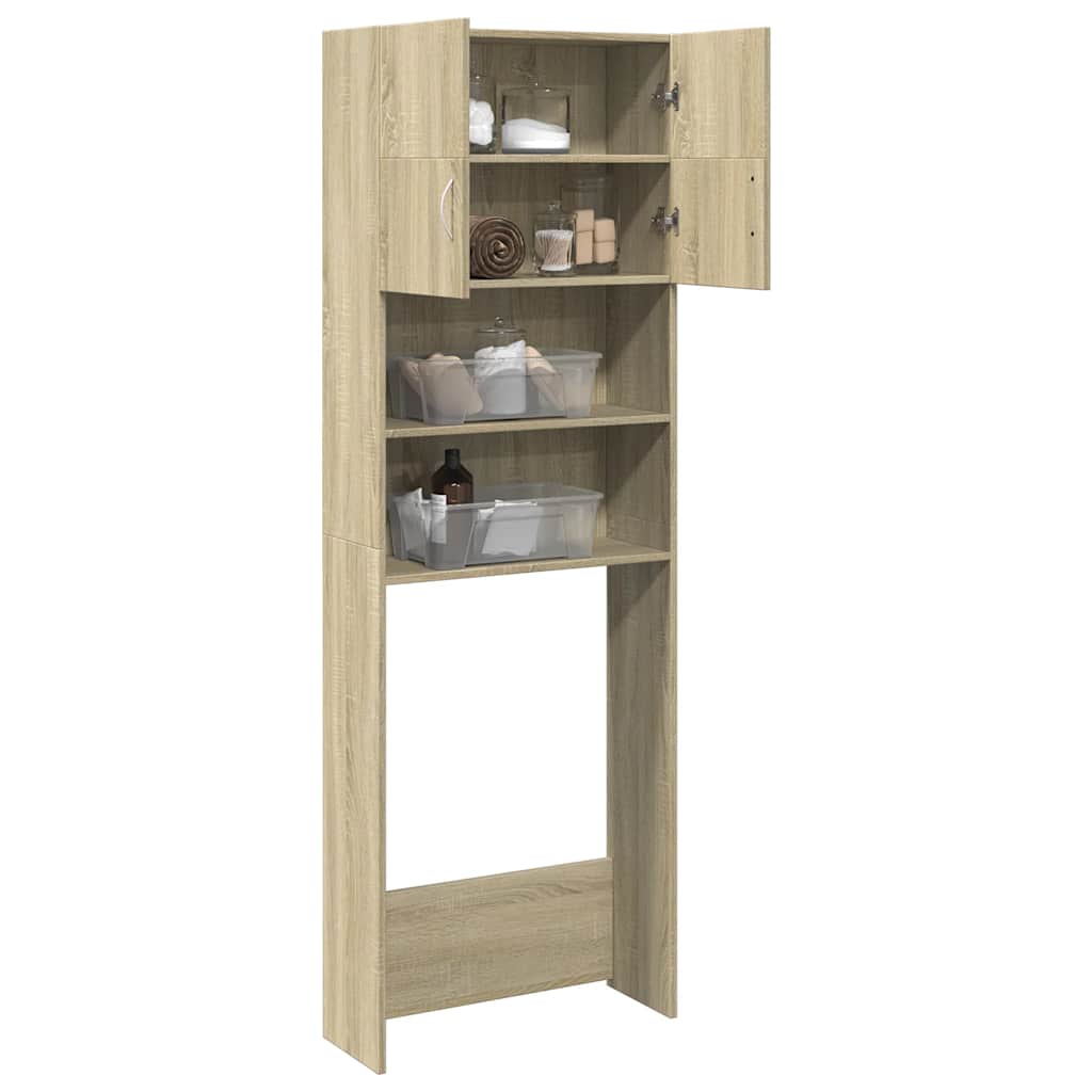 Waschmaschinenschrank Weiß 64x25,5x190 cm Holzwerkstoff