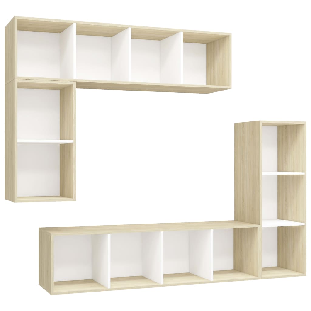 4-tlg. TV-Schrank-Set Weiß Holzwerkstoff