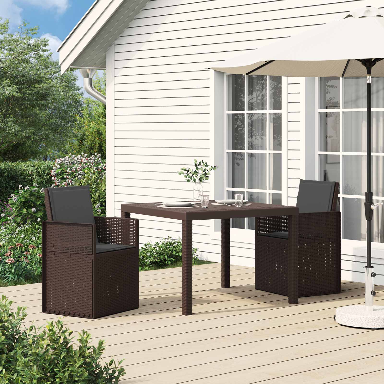 Garten Esszimmerstühle 2 pcs Weiß und Hellgrau PP
