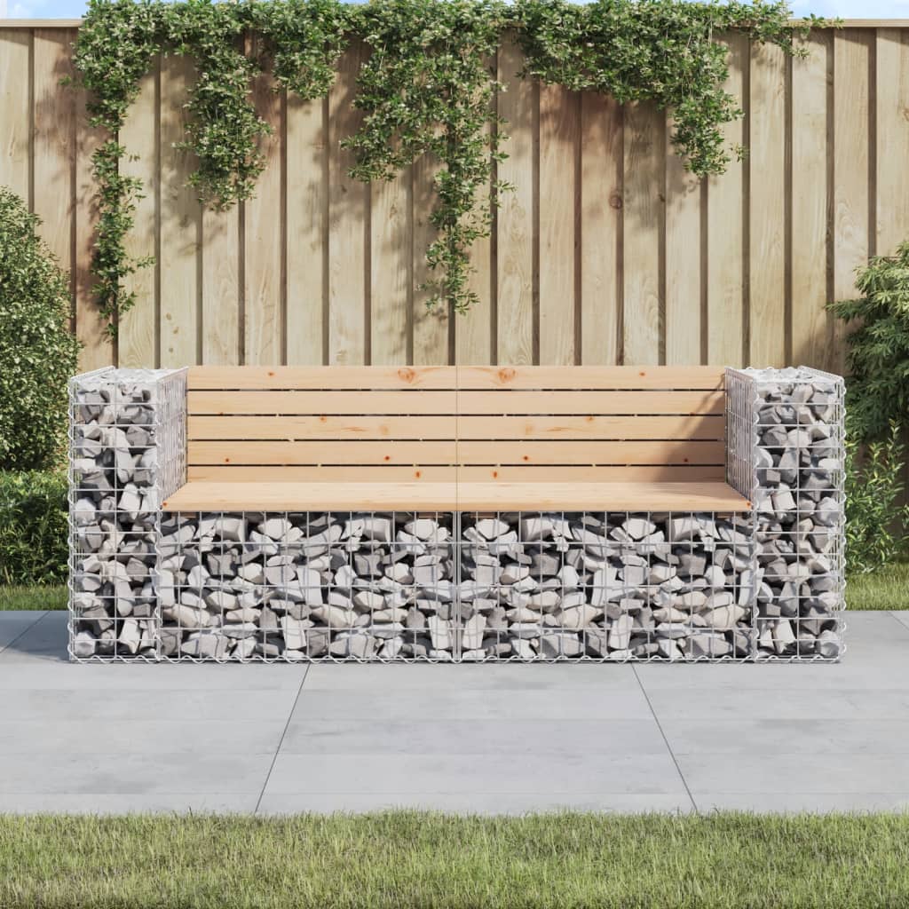 Gartenbank aus Gabionen 184x71x65,5 cm Kiefernholz Imprägniert