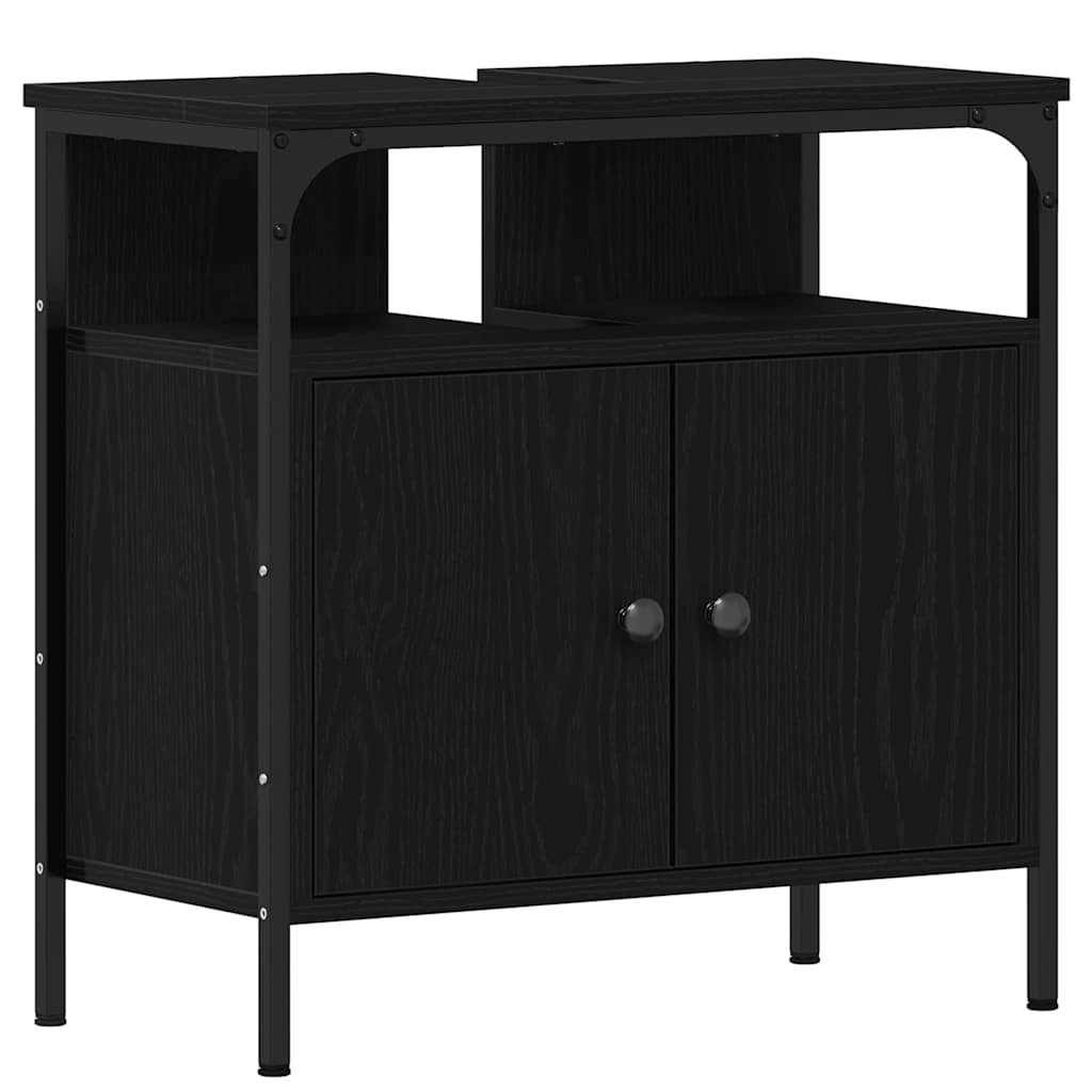 2-tlg. Badmöbel-Set Schwarz Holzwerkstoff