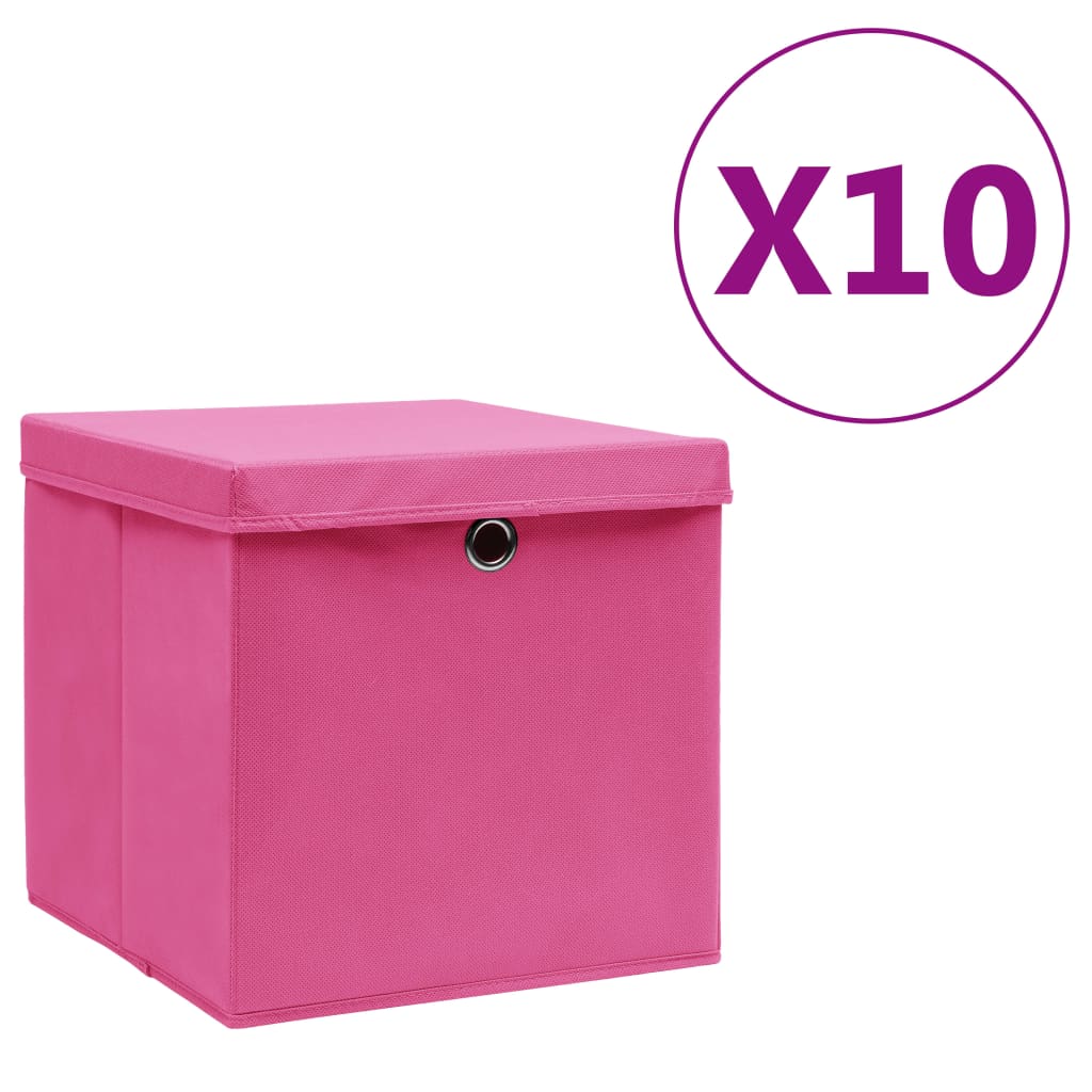 Aufbewahrungsboxen mit Deckeln 10 Stk. 28x28x28 cm Schwarz