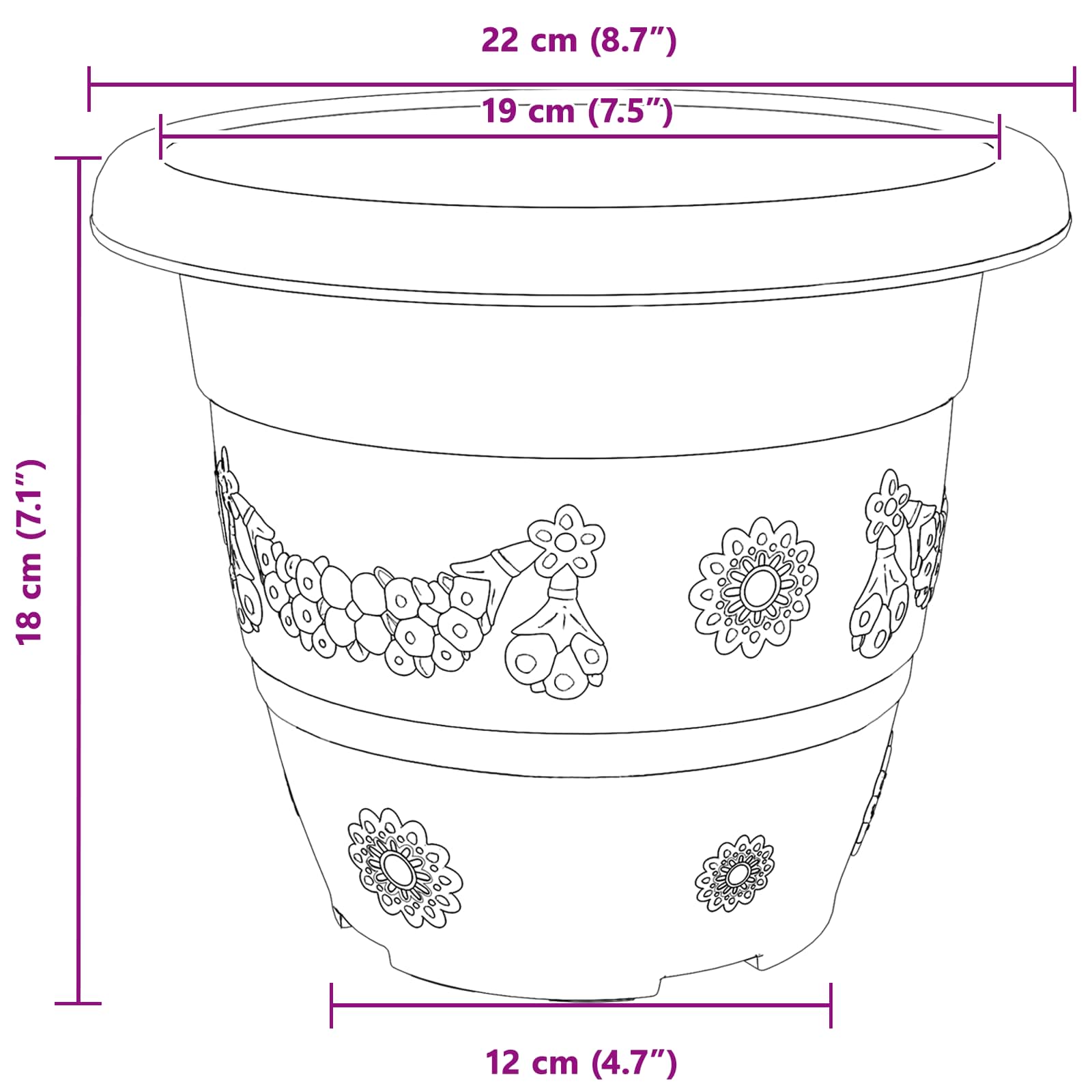 Blumentöpfe 6 pcs Ziegelrot Ø 22 x 18 cm Kunststoff