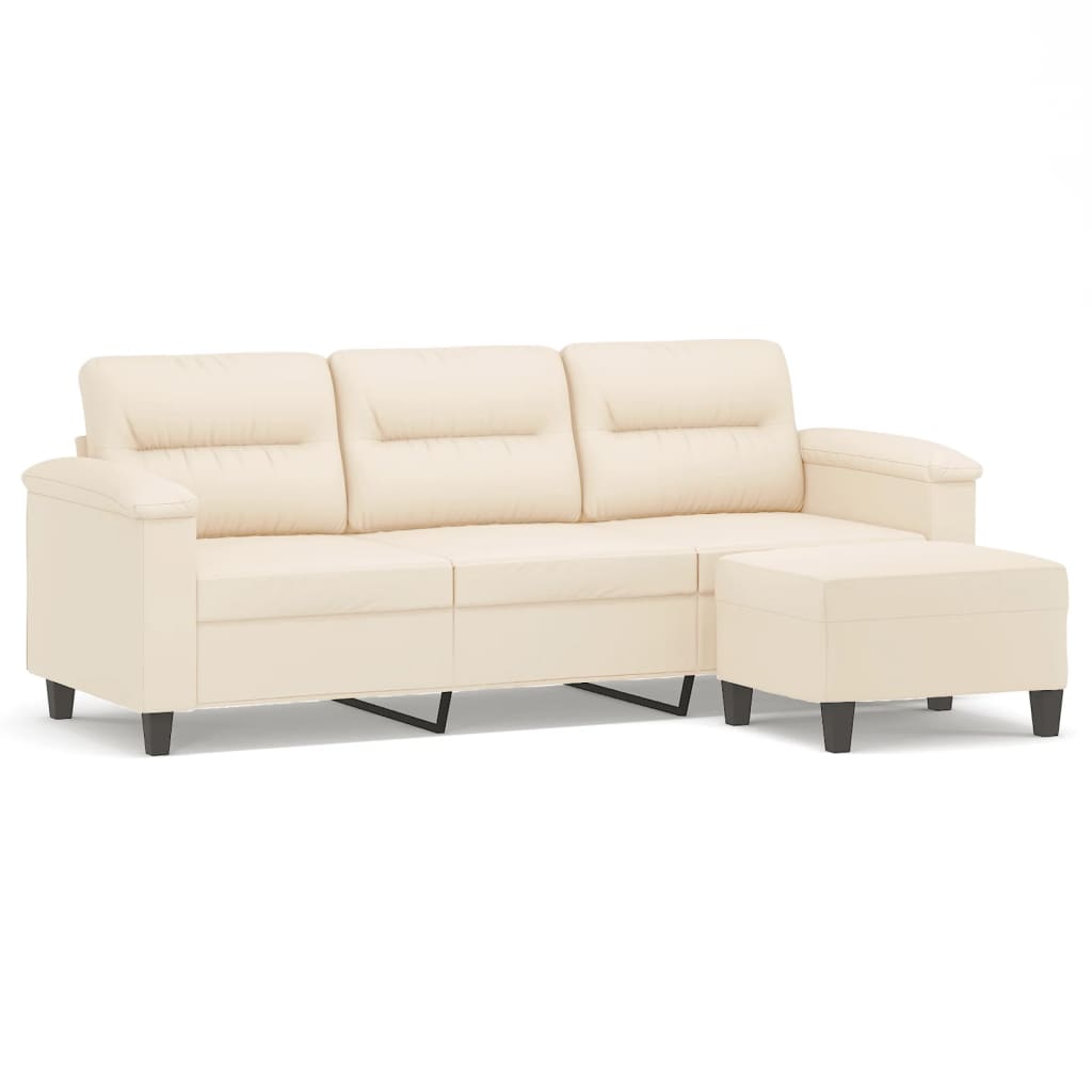 3-Sitzer-Sofa mit Hocker Taupe 180 cm Mikrofasergewebe