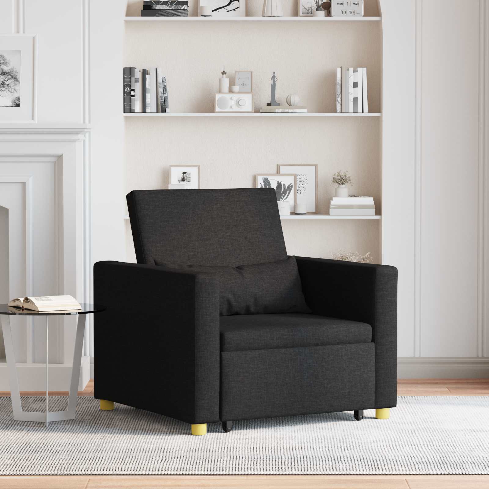 Ausziehbare Schlafcouch Einzel Hellgrau 90 x 165 x 87 cm Stoff