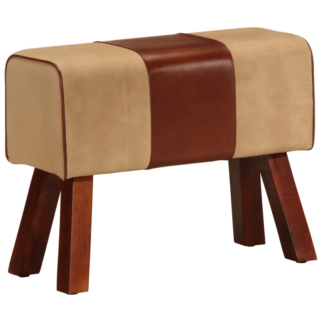 Bank Turnbock-Design 160cm Braun Echtleder Massivholz Akazie
