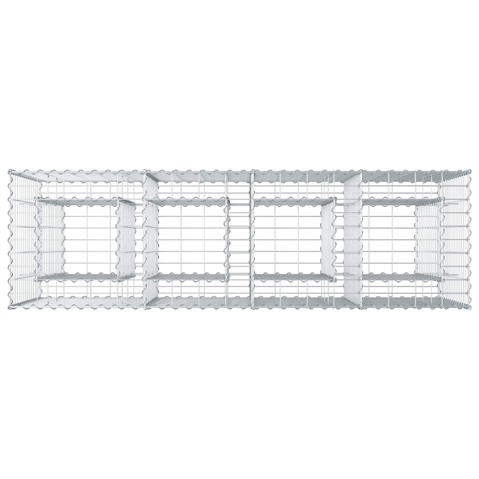 Gabionen Hochbeet 2 pcs Silber 260 x 60 x 55 cm