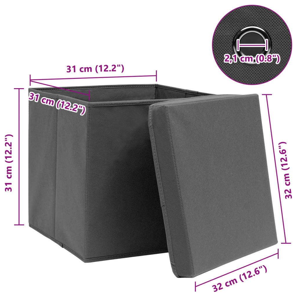 Aufbewahrungsboxen 4 Stk. Blau 32x32x32 cm Stoff