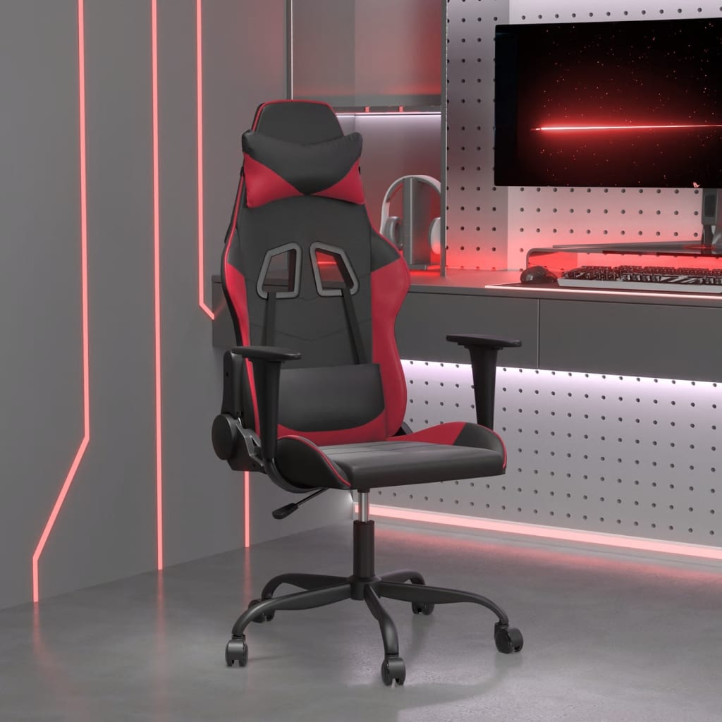 Gaming-Stuhl mit Massagefunktion Schwarz und Rot Kunstleder