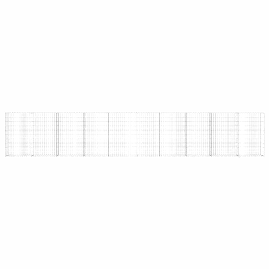 Gabionenwand mit Abdeckung Verzinkter Stahl 20×20×100 cm