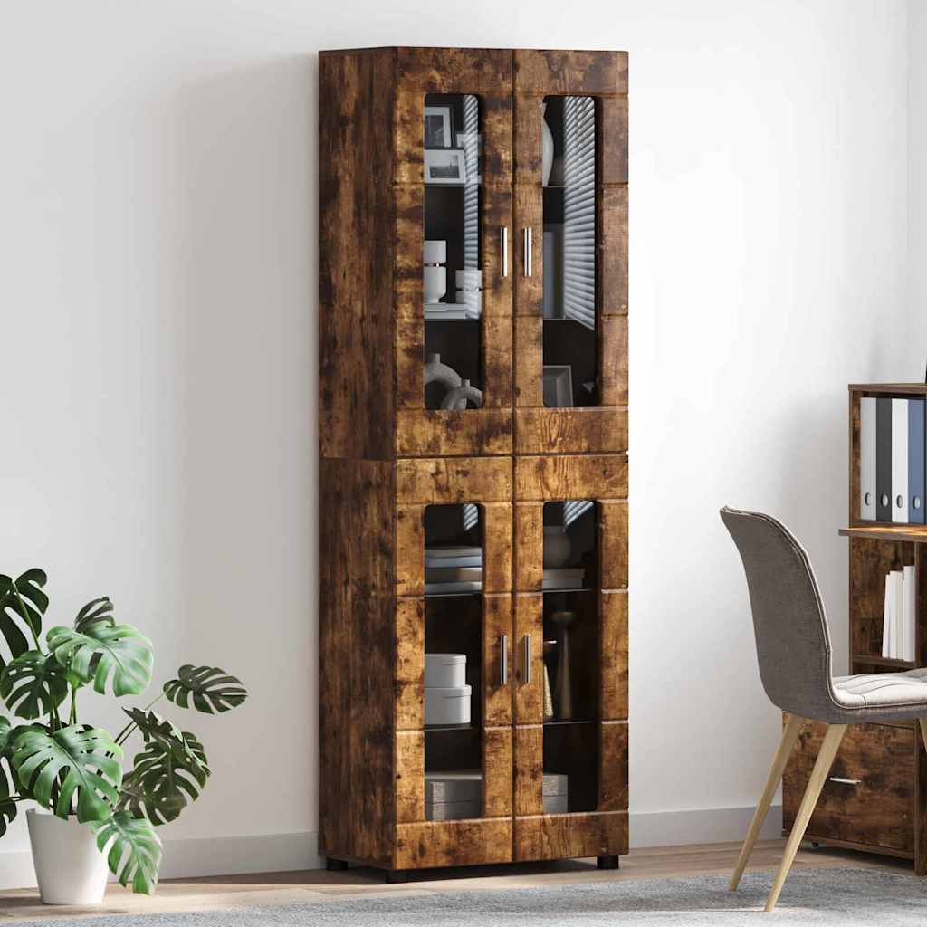 Highboard mit Regal FLORIN Weiß 60 x 35 x 182 cm Holzwerkstoff
