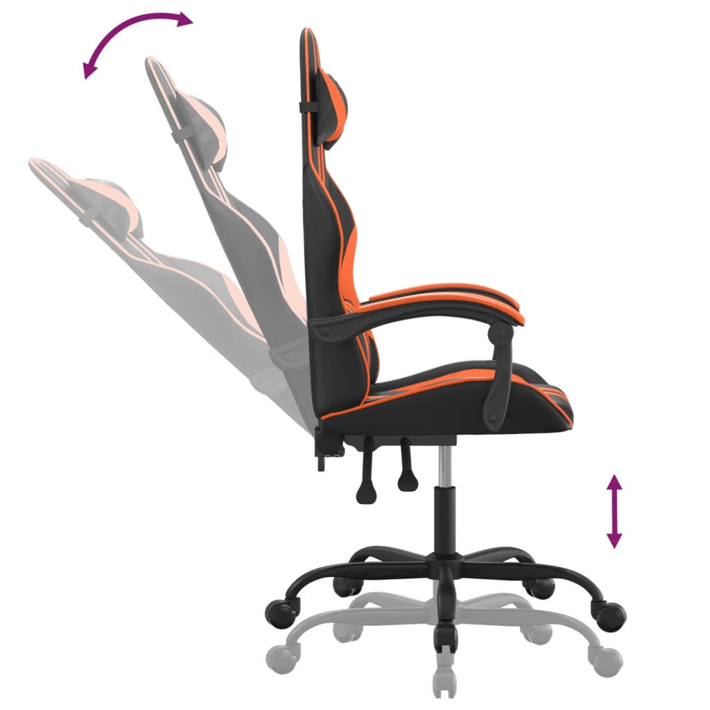 Gaming-Stuhl Drehbar Schwarz und Blau Kunstleder