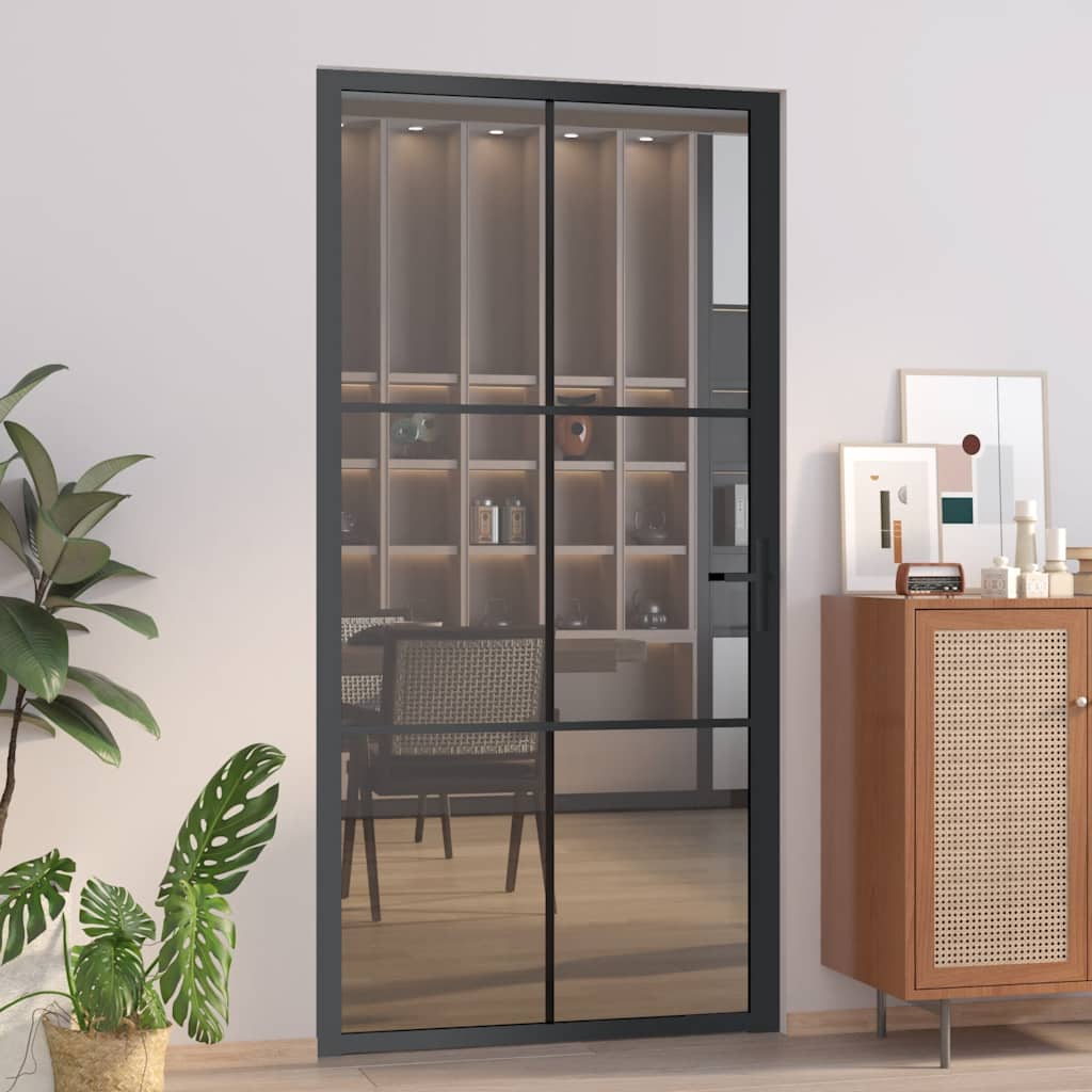 Innentür ESG Glas und Aluminium 76x201,5 cm Schwarz