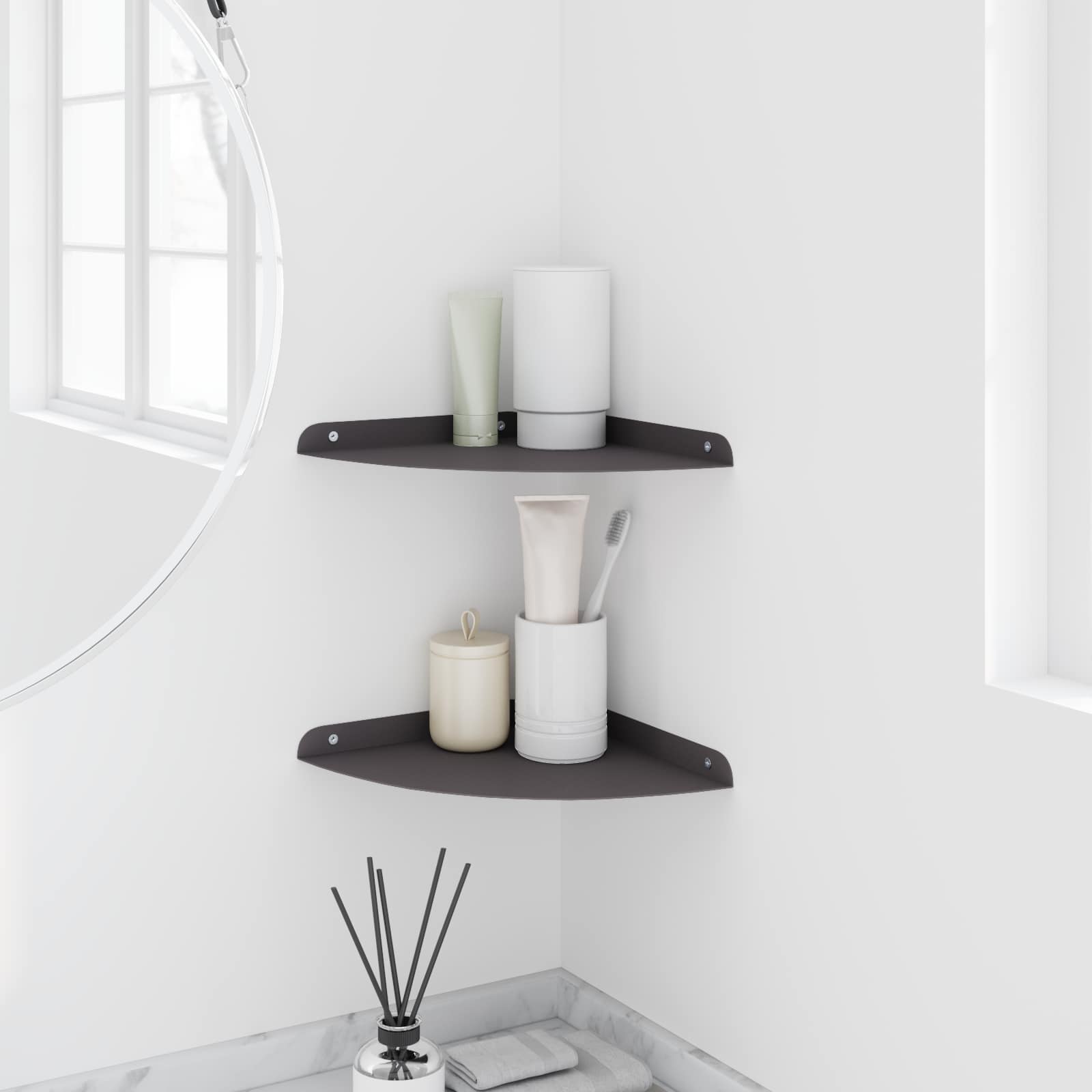 Schwebendes Regal mit Regal 2 pcs Schwarz 15 x 15 x 2 cm