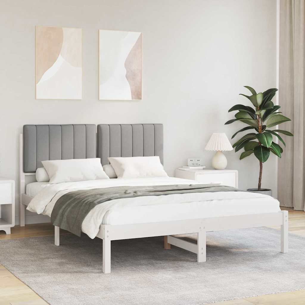 Bettgestell mit gepolstertem Kopfteil Hellgrau 200 x 200 cm