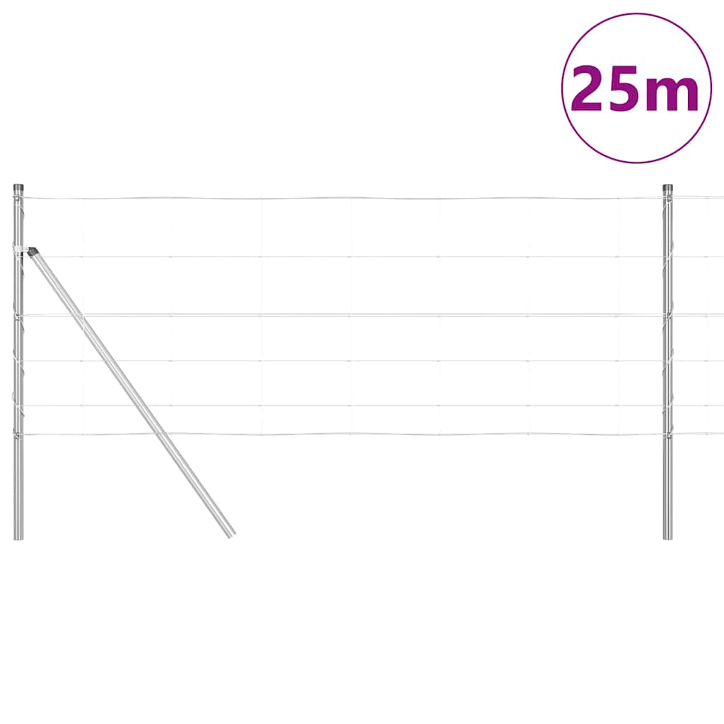 Ground Fix Geschweißter Drahtzaun 25 x 0,8 m Silber Netz