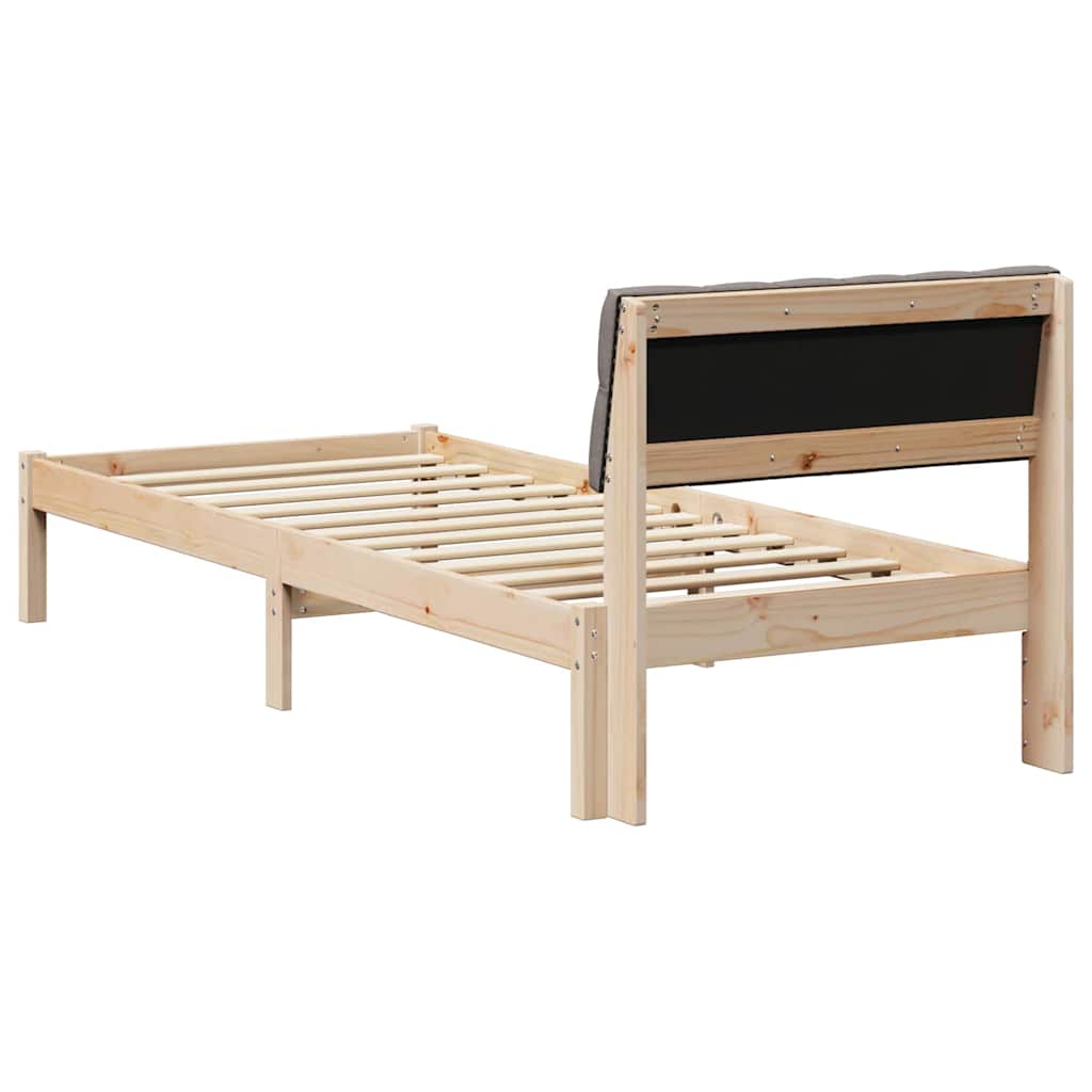 Bettgestell Braun und hellgrau 200 x 200 cm Massivholz Kiefer