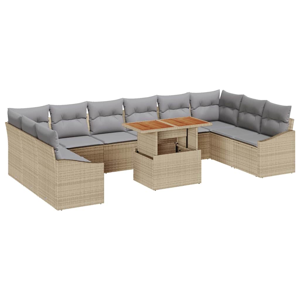 Garten Essgruppe mit Kissen 11 pcs Schwarz und Creme