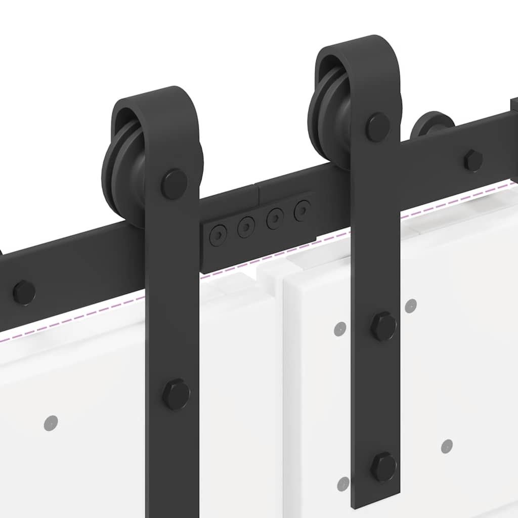 Schiebetürbeschlag-Set 366 cm Stahl Schwarz