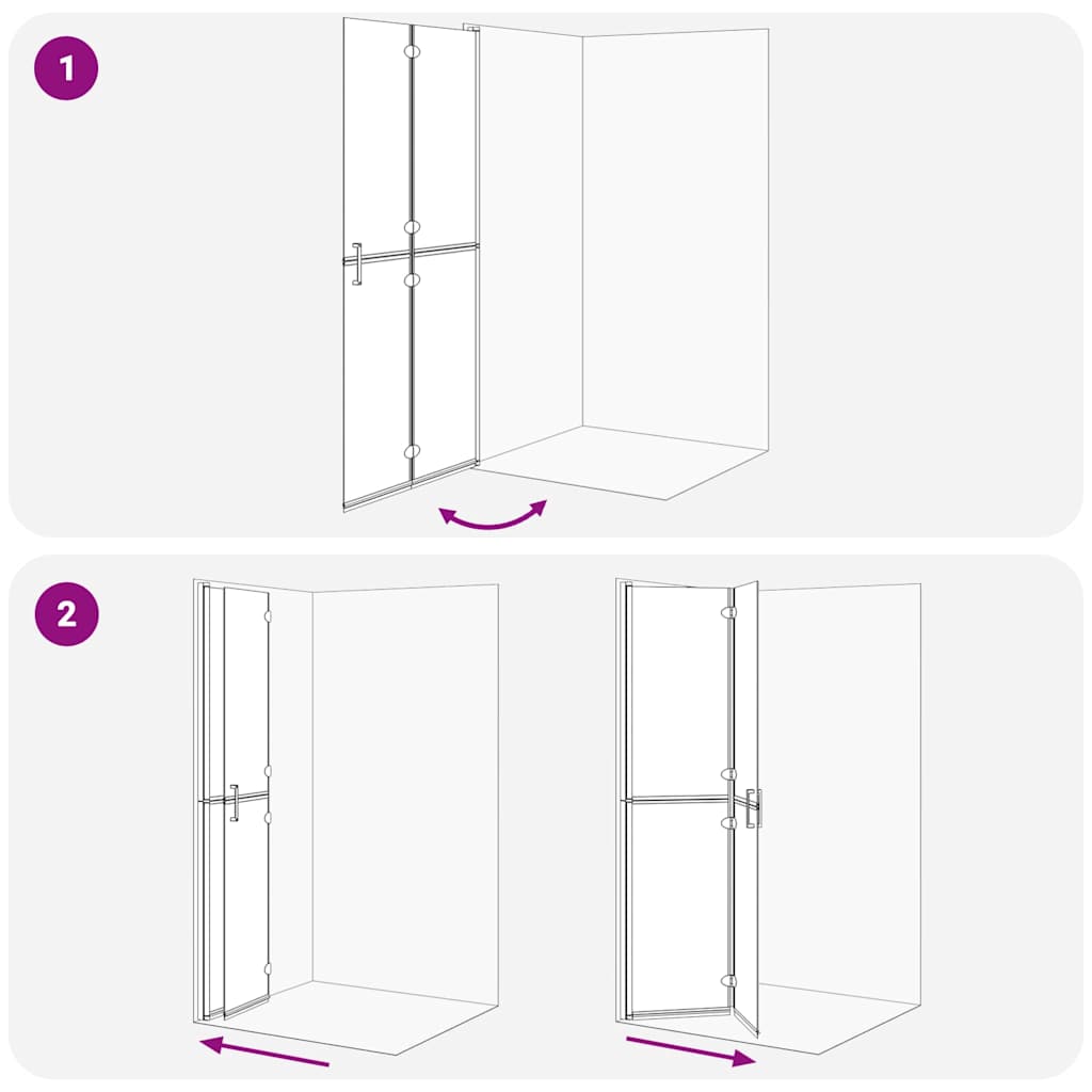Faltbare begehbare Duschwand Transparentes ESG Glas 70x190 cm