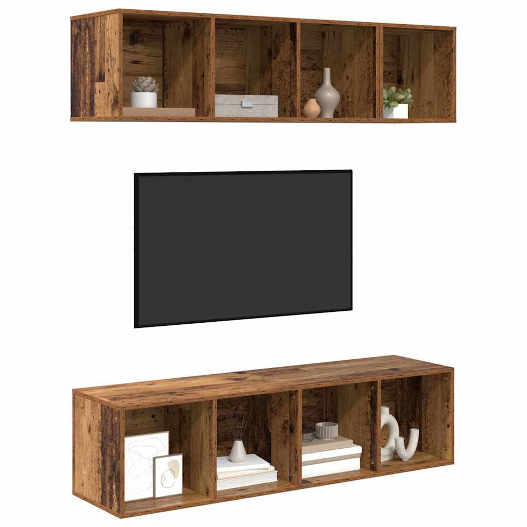 3-tlg. TV-Schrank-Set Grau Holzwerkstoff