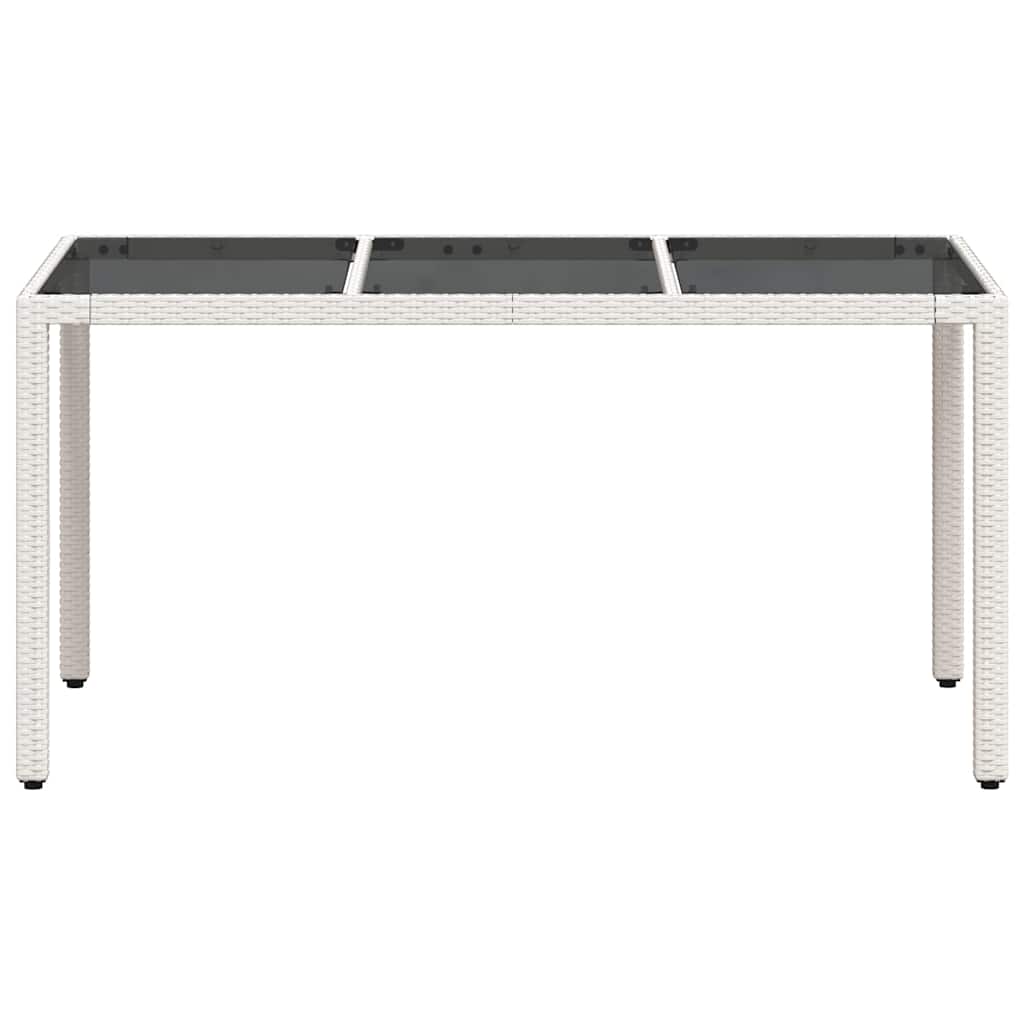 Gartentisch 150x90x75 cm Hartglas und Poly Rattan Schwarz