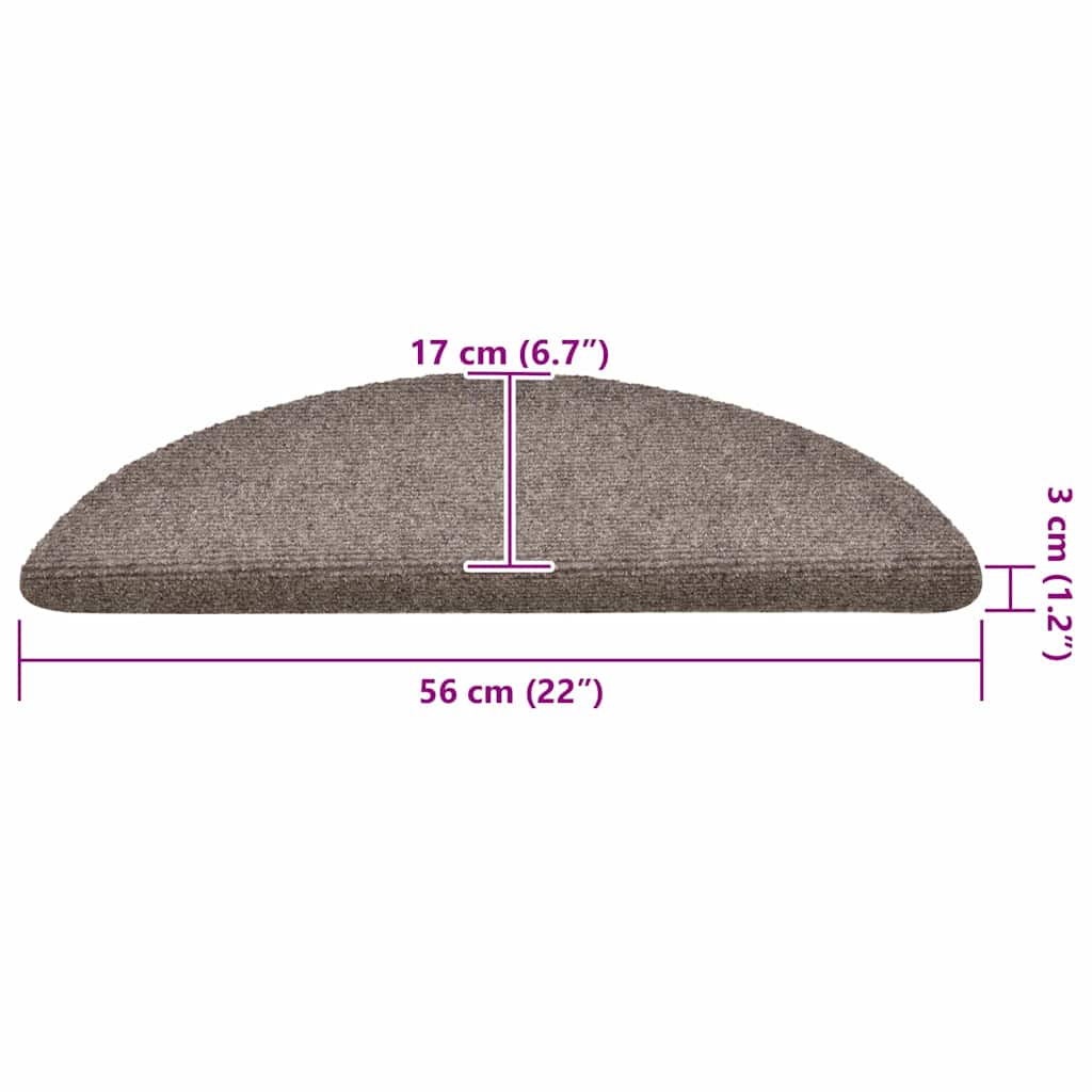 Stufenmatten Selbstklebend 15 Stk. 56x17x3 cm Hellbraun Halbrund