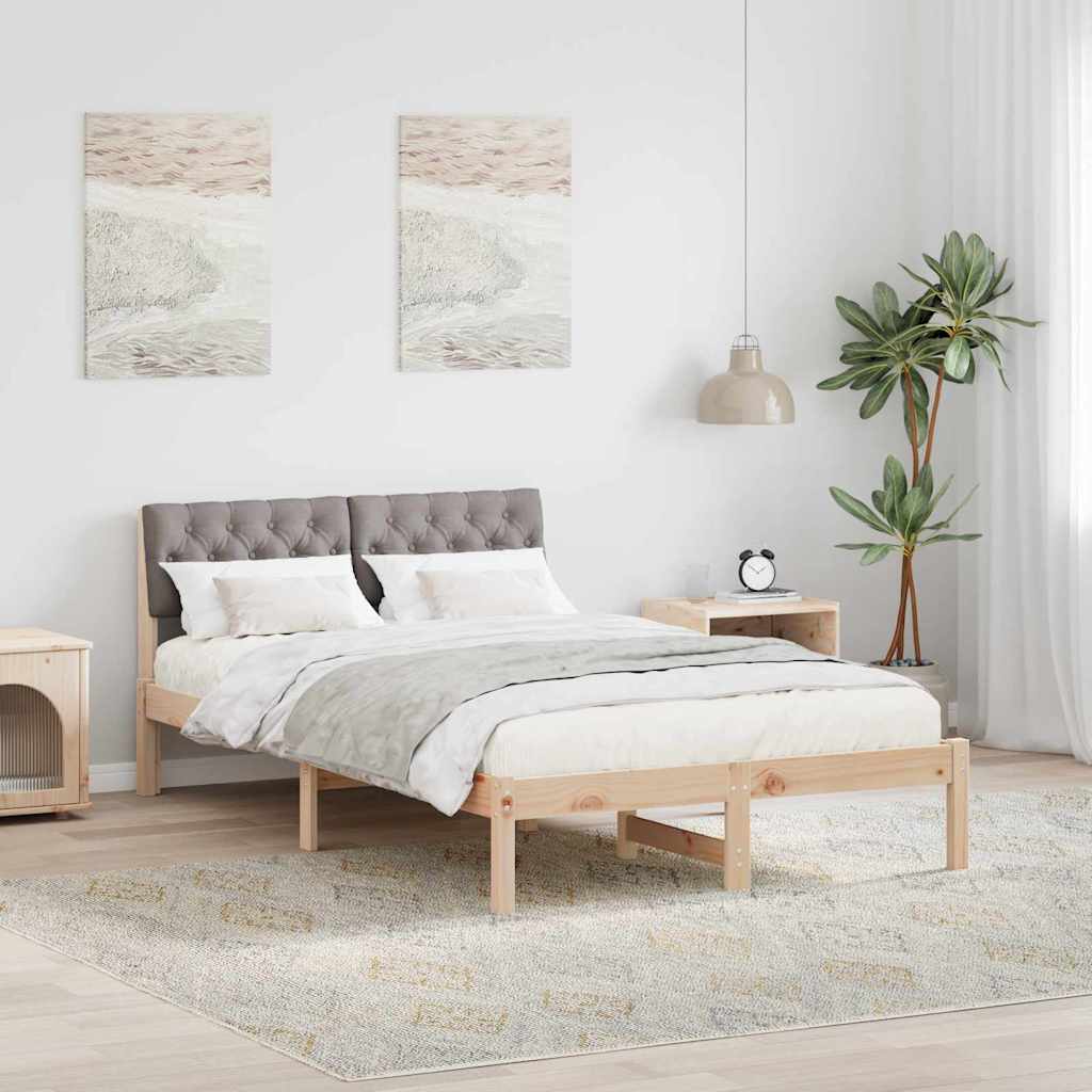 Bettgestell Braun und hellgrau 200 x 200 cm Massivholz Kiefer