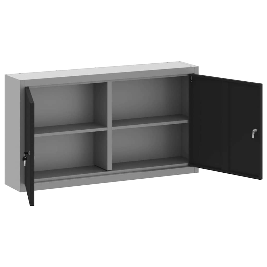 Werkzeugschrank mit Regal Schwarz und Grau 55 x 55 x 55 cm