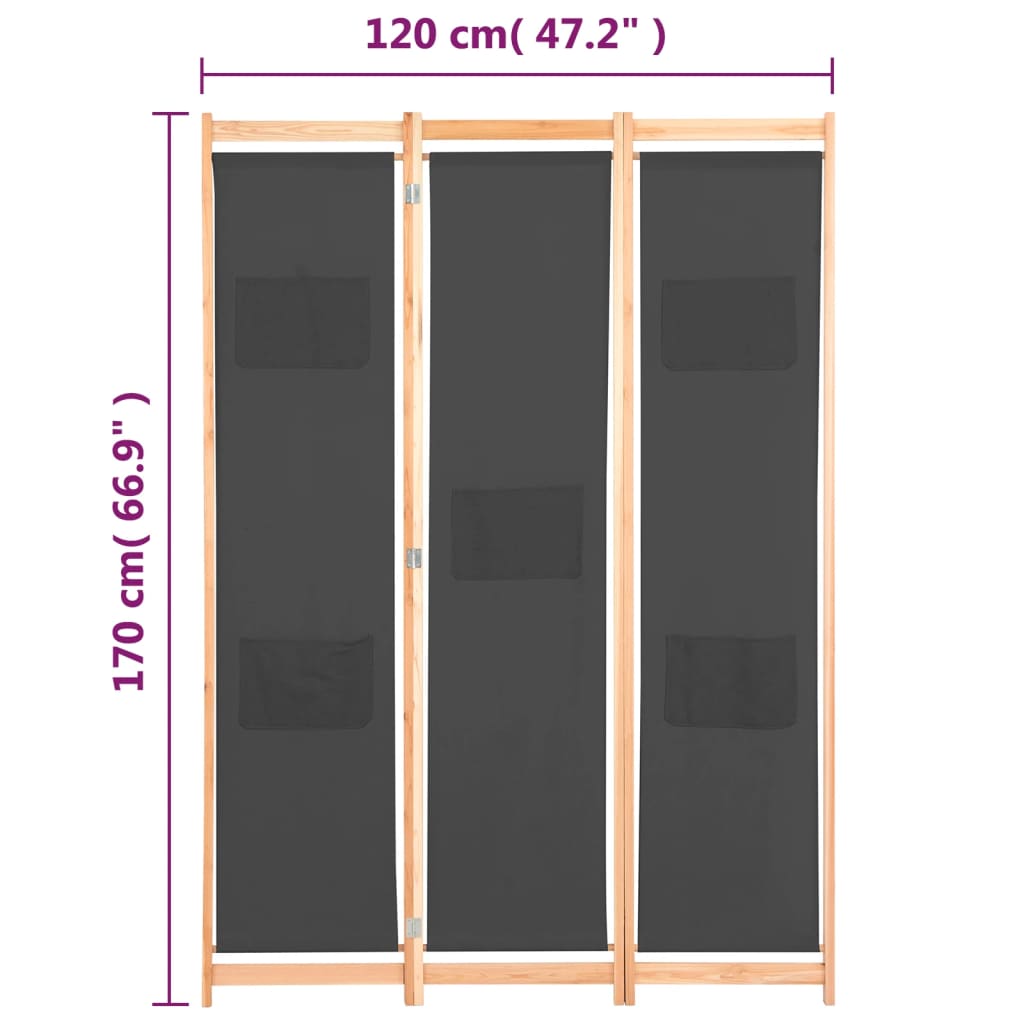 5-teiliger Raumteiler Creme 200 x 170 x 4 cm Stoff
