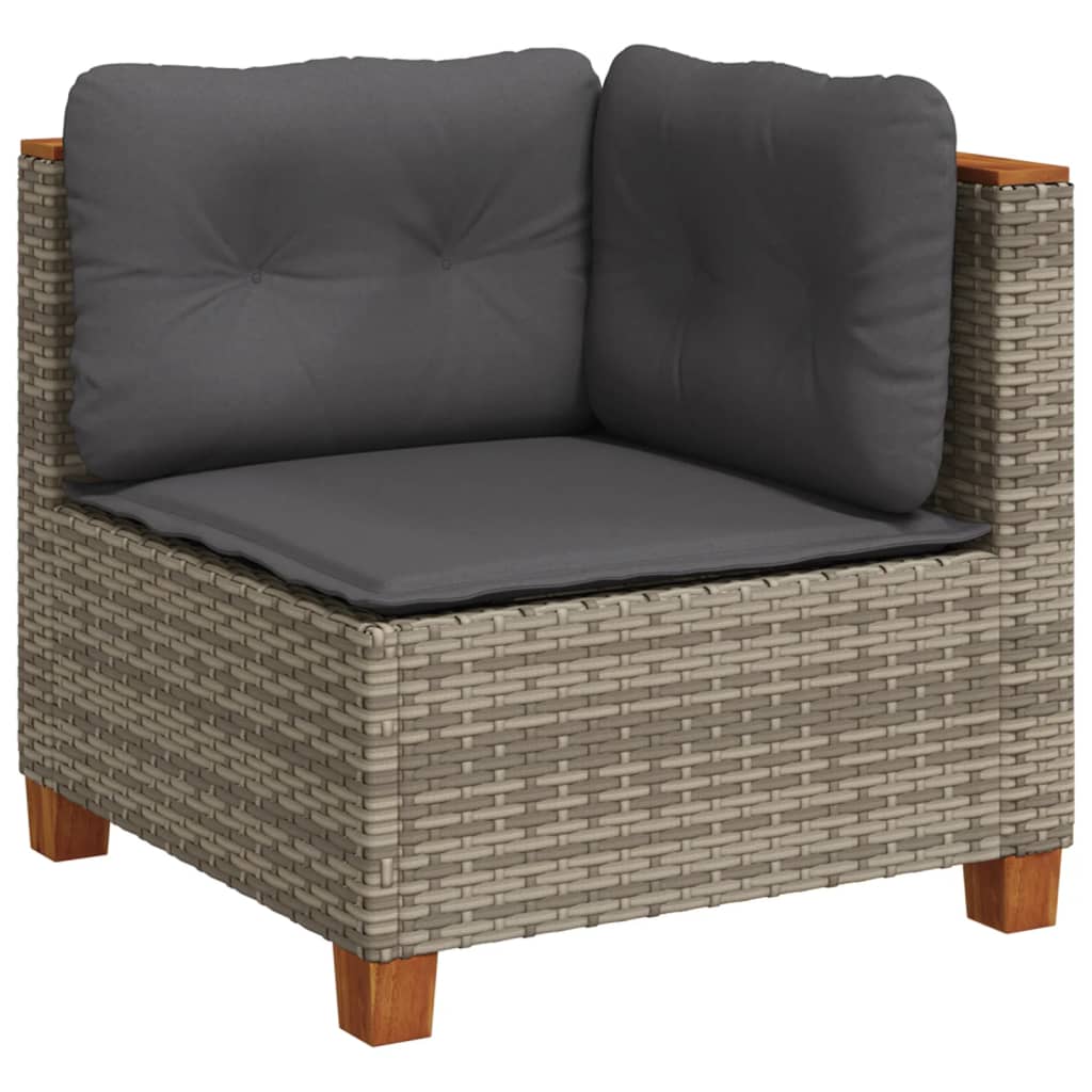 10-tlg. Garten-Sofagarnitur mit Kissen Beige Poly Rattan
