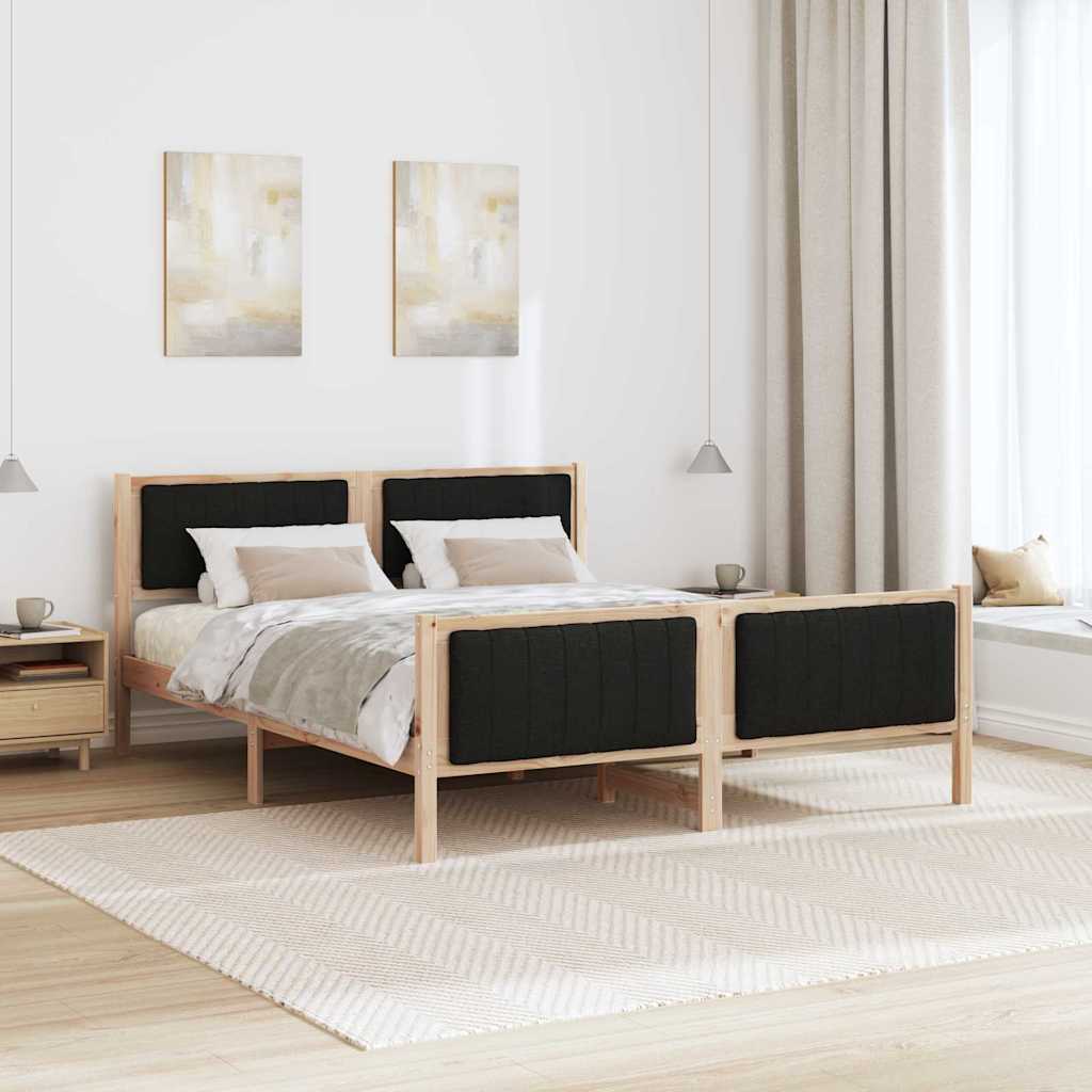 Bettgestell Braun und hellgrau 200 x 200 cm Massivholz Kiefer