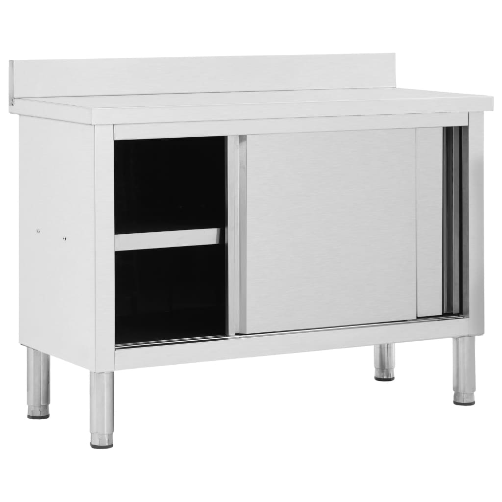 Arbeitsschränke mit Schiebetüren 2 Stk. 200x50x(95-97) cm Edelstahl