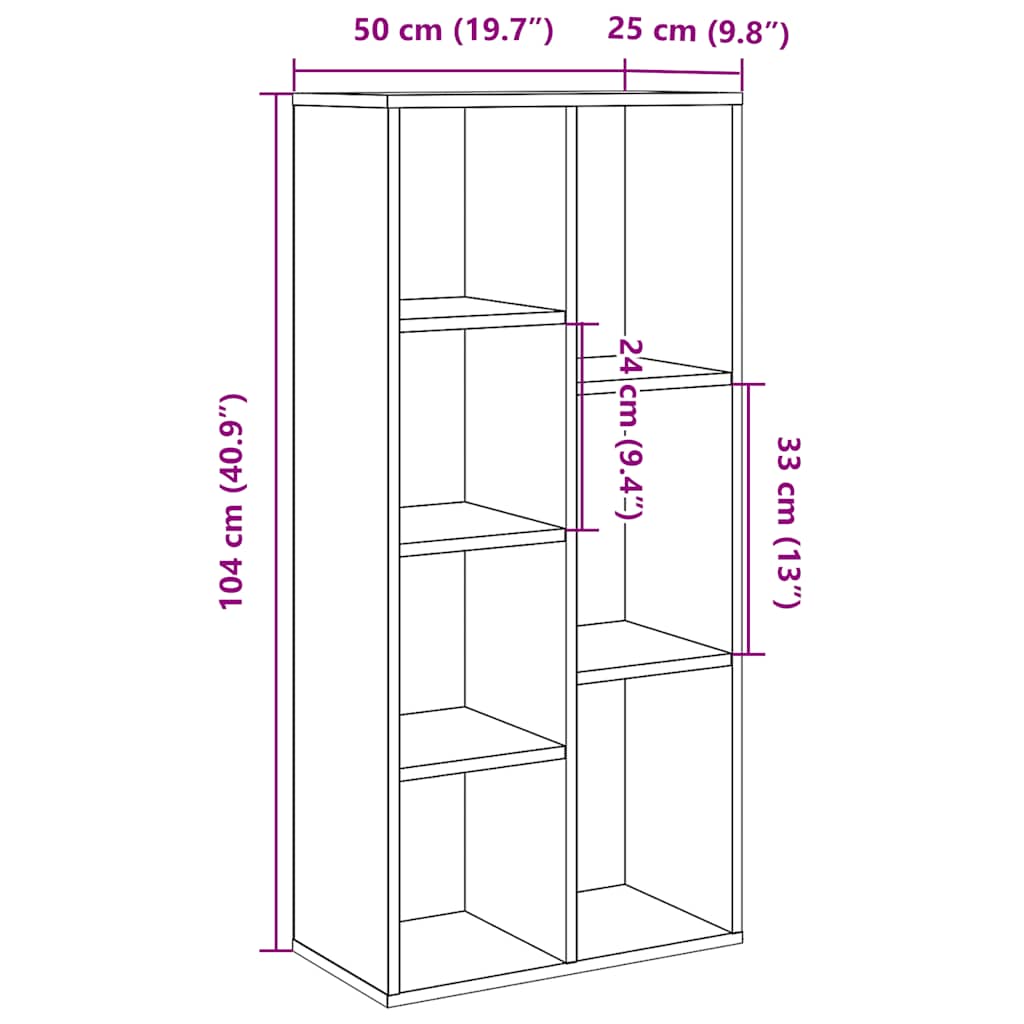 Bücherregal Weiß 50×25×106 cm Holzwerkstoff
