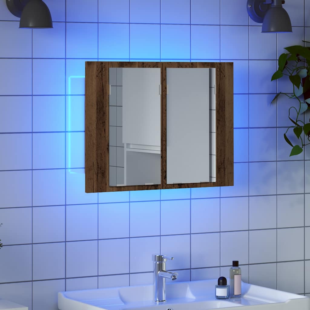 LED-Bad-Spiegelschrank Weiß 60x12x45 cm Acryl