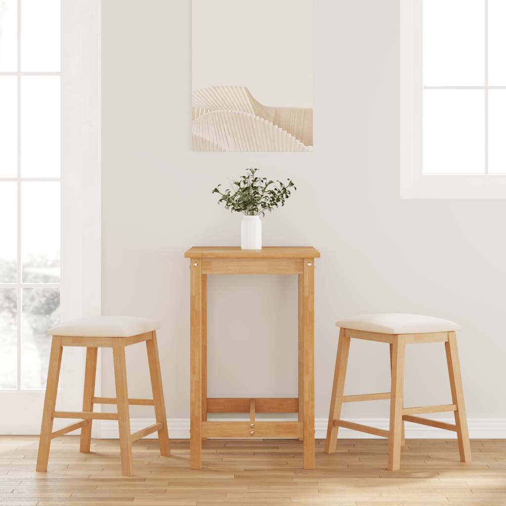 Barstühle mit Kissen 2 Stk. Braun Massivholz Gummibaum