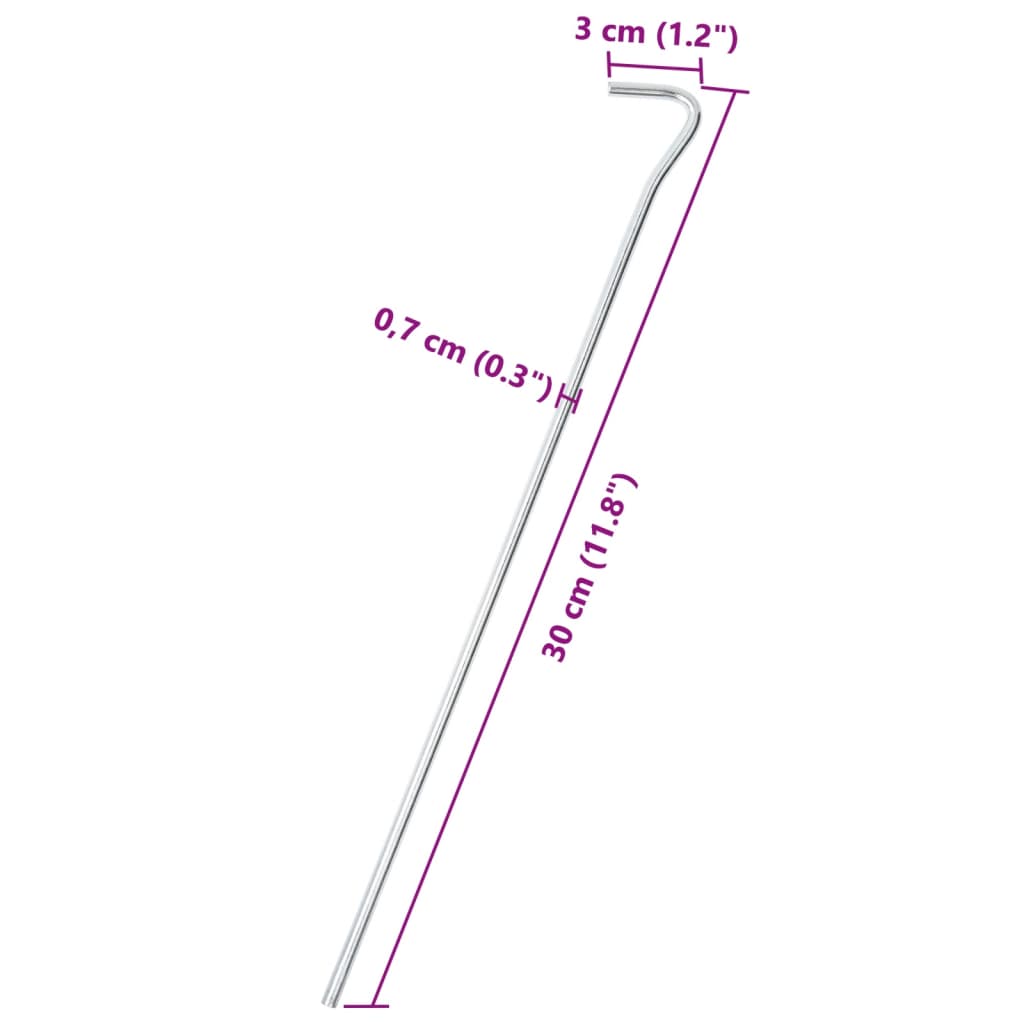 Zeltheringe 50 Stk. 30 cm Ø4 mm Verzinkter Stahl