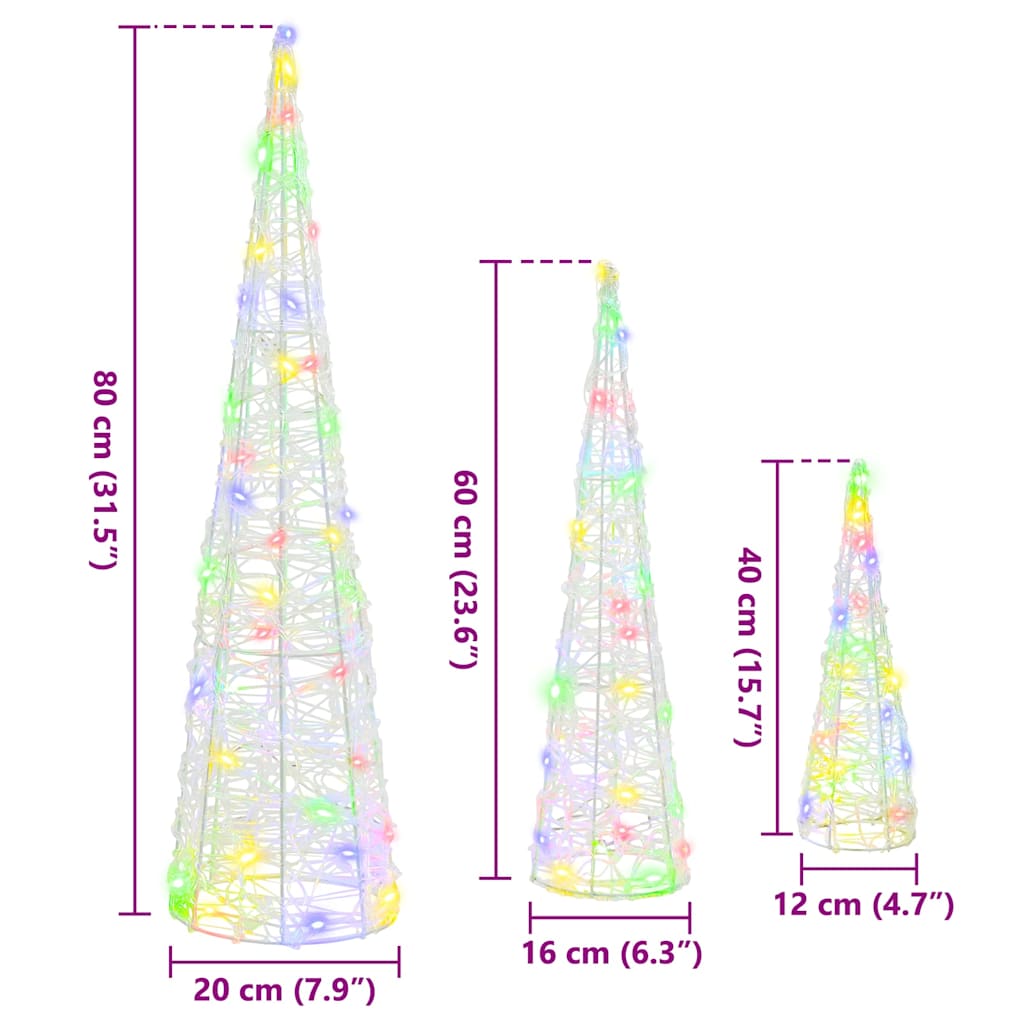 Weihnachtsbaum mit 90 LEDs 3 pcs Warmweiß 20 x 20 x 80 cm Acryl