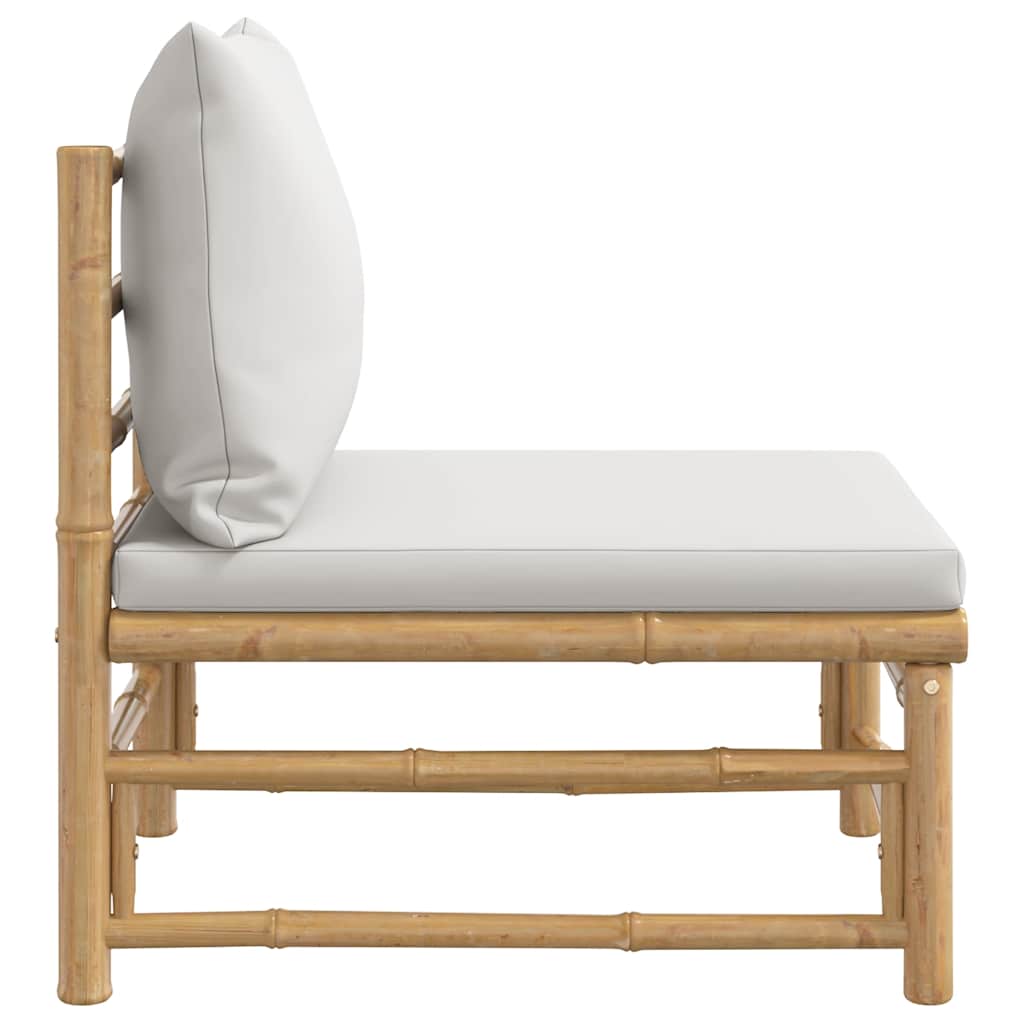 3-tlg. Garten-Lounge-Set mit Hellgrauen Kissen Bambus