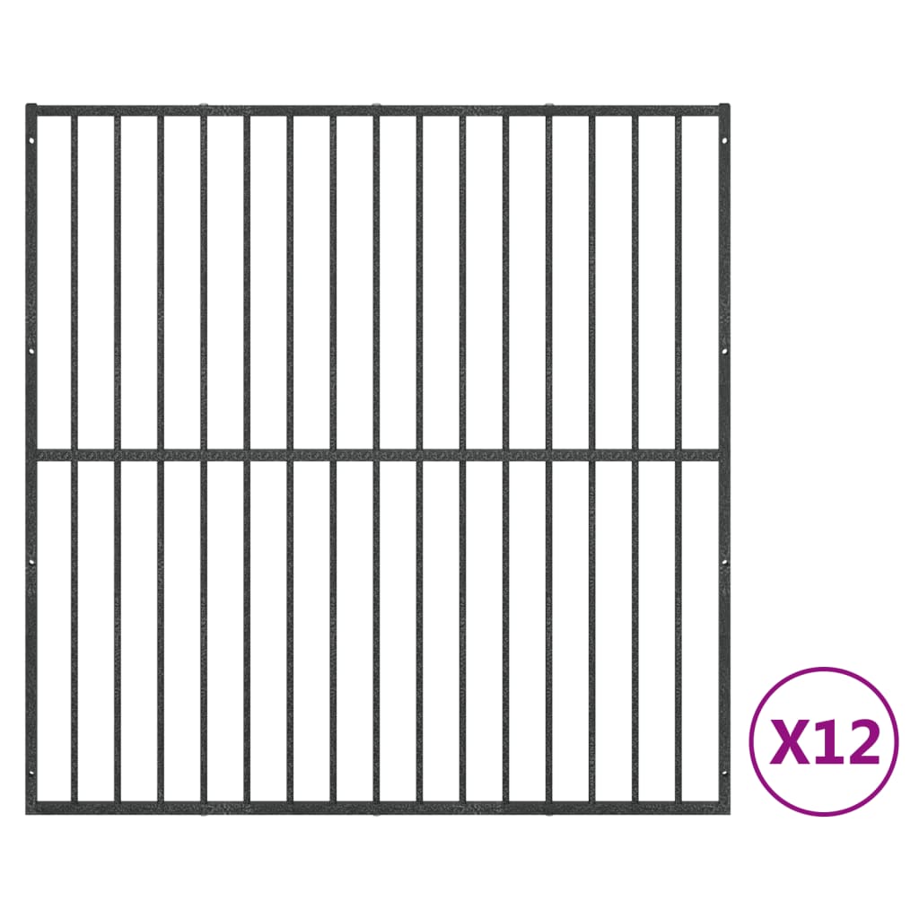 Hundelaufstall 4-tlg. Schwarz Verzinkter Stahl