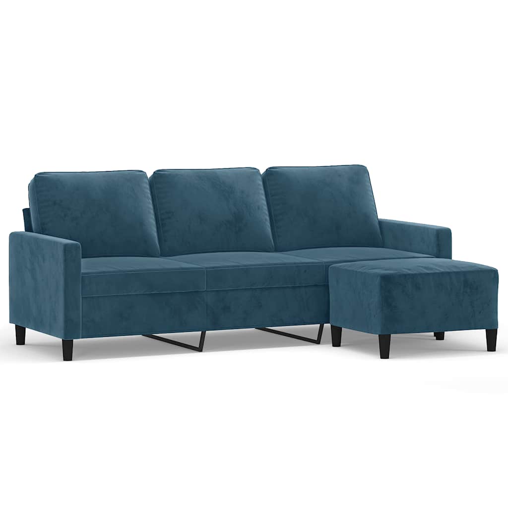 3-Sitzer-Sofa mit Hocker Rosa 180 cm Samt