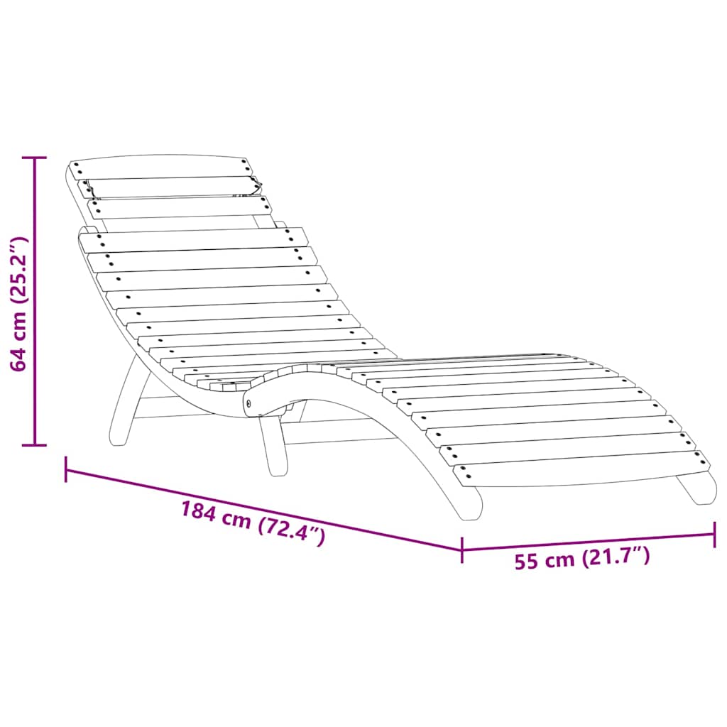 Sonnenliege 2 pcs Braun 55 x 184 x 64cm Massivholz Akazie