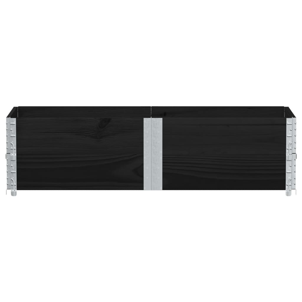 Paletten-Aufsatzrahmen Schwarz 80x60 cm Massivholz Kiefer