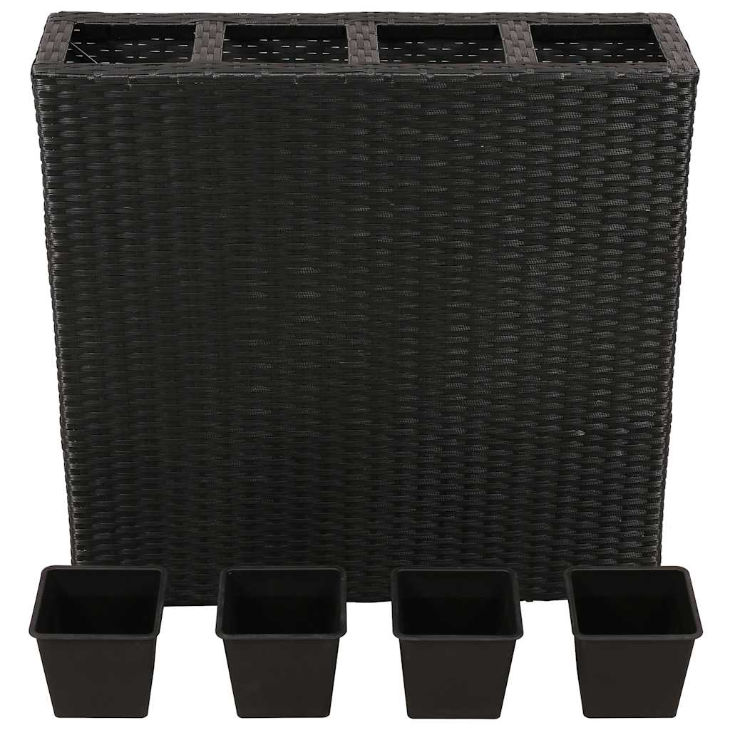 Garten-Hochbeet mit 4 Töpfen 2 Stk. Poly Rattan Grau