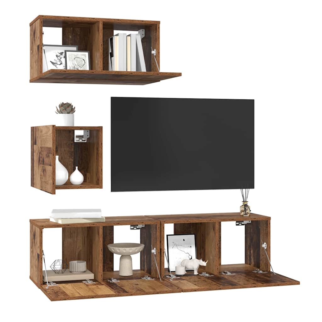4-tlg. TV-Schrank-Set Weiß Holzwerkstoff