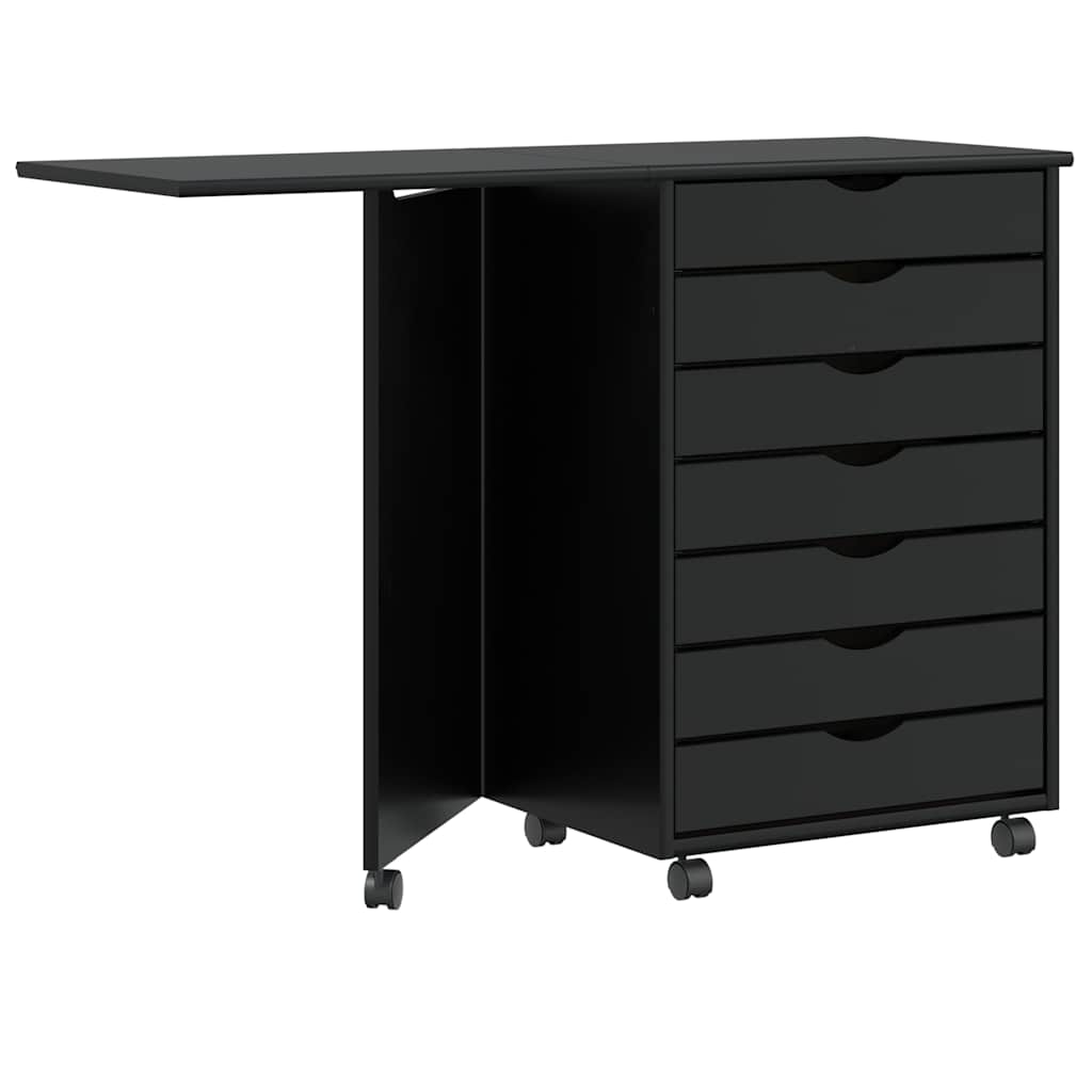 Rollschrank mit Schreibtisch MOSS Honigbraun Massivholz Kiefer